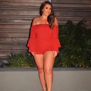 off the shoulder long sleeve romper